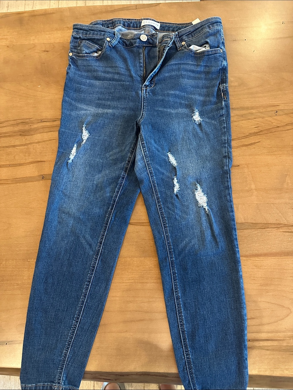 Eloquii Distressed Dark Blue Skinny Jeans